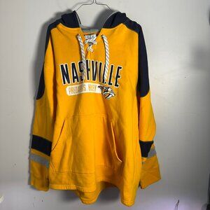 EUC Mens NHL Nashville Predators Hoodie Jacket Pullover Hockey XL Gold